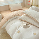 Axyaa Embroidered Waffle Cotton Queen Bedding Set with Sheets & Pillowcases