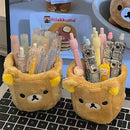 Axyaa Bear Plush Pencil Holder & Makeup Brush Container - Desktop Decor & Stationery Organizer