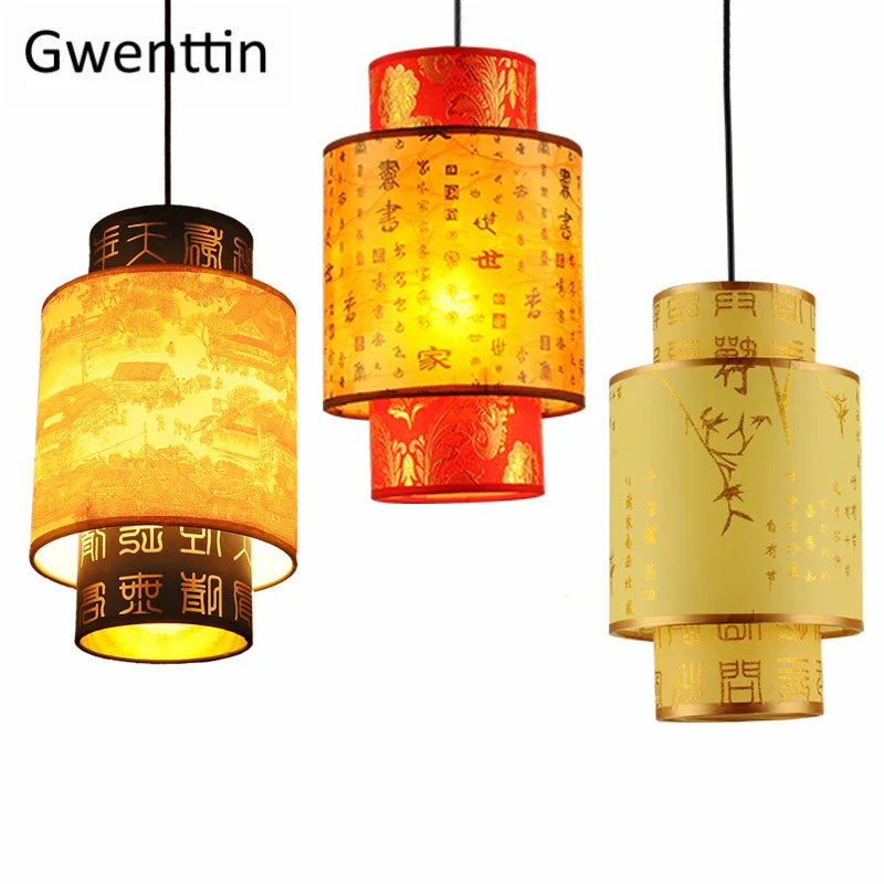 Axyaa Sheepskin Pendant Lights: Chinese Style, Retro Home Decor for Living Room, Dining Room.