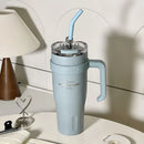 Axyaa Vacuum Insulated Tumbler - Stainless Steel Thermal Cup for Water, Coffee, Tea -  Straw, Handle