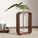 Axya Walnut Wood Test Tube Vase Glass Tabletop Decoration Design for Living Room
