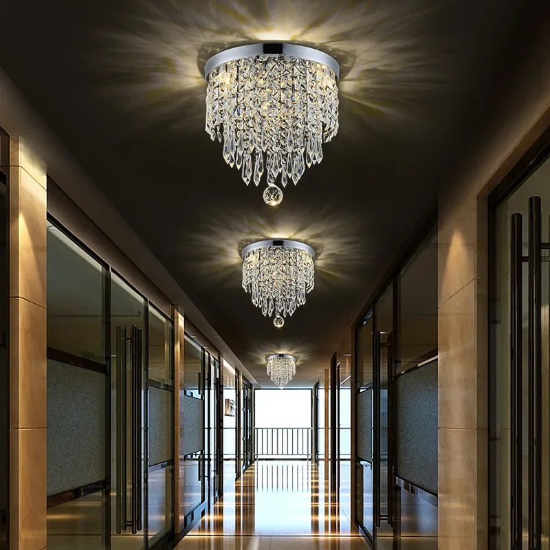 Axyaa Crystal Ceiling Chandelier: Luxury LED Fixture for Home Decor