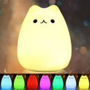 Axya Silicone Cat Night Light, 7 Color Table Lamp for Home Decor