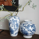 Axyaa Blue White Porcelain Vase Floral Table Decoration Aesthetic Room Decor