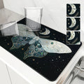 Axyaa Moon Moths Drain Pad: Non-slip Dish Drying Mat for Kitchen Counter