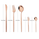 Axyaa Rose Gold Stainless Steel Cutlery Set - 20 Piece Dinnerware Flatware