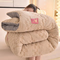 Axyaa Winter Coral Fleece Queen Size Blanket: 220x240cm Warm Faux Lamb Wool Quilt