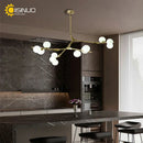 Axyaa Black Gold Glass Ball LED Chandelier for Living & Dining Room