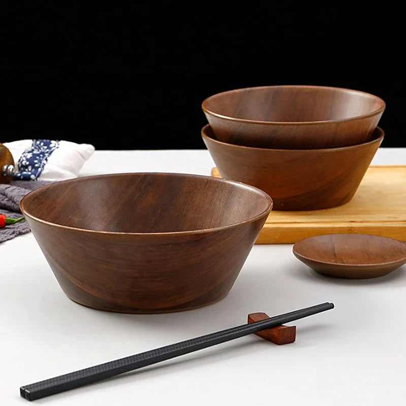 Axyaa Wood Grain Soup Bowl: Japanese Style, Large Capacity Rice Bowl