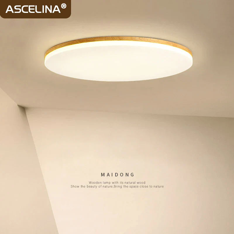 Nordic Wood Ceiling Light Bedroom Living Room Axyaa LED Home Lights