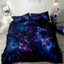 Axyaa Purple Star Galaxy Print Duvet Cover Set - Soft Microfiber Bedding