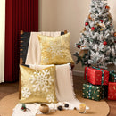 Axyaa Embroidered Gold Reindeer Snowflake Velvet Pillowcases 45x45cm Set of 2