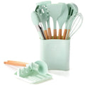 Axyaa 13Pcs Silicone Kitchen Utensils Set with Wooden Handles