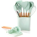 Axyaa 13Pcs Silicone Kitchen Utensils Set with Wooden Handles