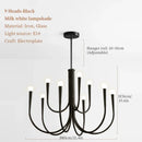 Axyaa French Style Candle LED Chandelier - Luxury Black & Gold Kitchen Island Light