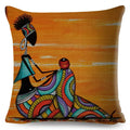 Axyaa Abstract African Woman Decorative Cotton Linen Cushion Cover