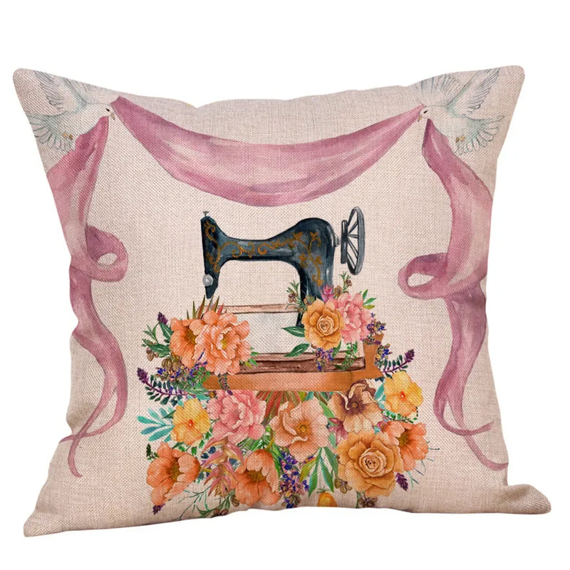 Axyaa Butterfly Linen Pillow Cover, 45X45CM