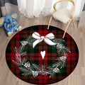 Axyaa Plaid Christmas Round Carpet - Non-Slip Home Decor Foot Mat