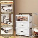 Axyaa Cart-Style Foldable Storage Cabinet, Rolling Wheels, 3-5 Tier, 3 Colors, Multi-Use