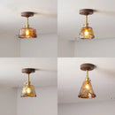 Axyaa Amber Glass Copper LED Ceiling Lights for Modern Home Decor