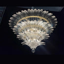 Clear Petal Glass Flower Chandelier with Crystal Tassel Pendants by Axyaa.
