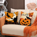 Axyaa Halloween Linen Pillowcase in Black Orange for Horror Atmosphere