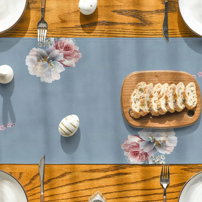 Peony Blossom Table Runner by Axyaa: Farmhouse Dining & Wedding Party Decor