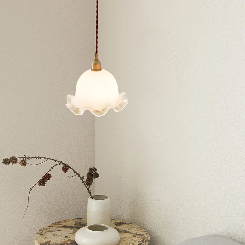 Axyaa Nordic LED Pendant Lights Copper Glass Chandelier