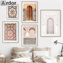 Axyaa Moroccan Arabesque Canvas Poster - Islamic Wall Art Decor for Living Room