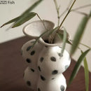 Axyaa Black Spots Ceramic Vase Retro Plant Pot Aesthetic Room Decor