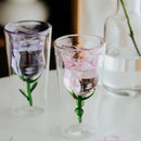 Axyaa 200ml Pink Rose Double Wall Coffee Wine Glasses Cup