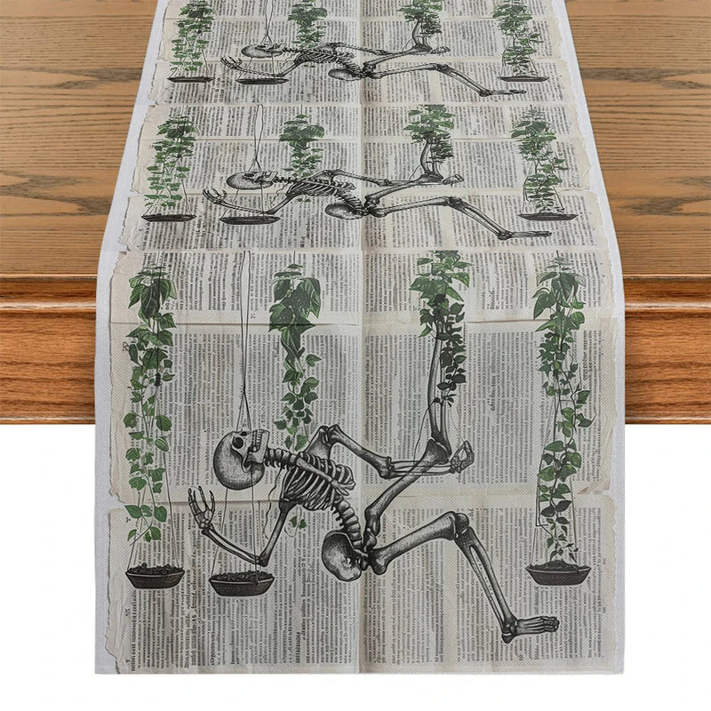 Axyaa Halloween Skeletons Table Runner Kitchen Decor Party Wedding Settings