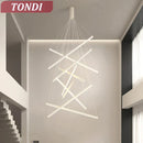 Axyaa Modern LED Stair Ceiling Chandelier: Stylish Indoor Lighting Fixture for Home, Hotel, Bedroom