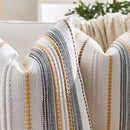 Axyaa Stripe Jacquard Cushion Cover: Durable, Stylish Decor for Sofa, Couch, Bed.