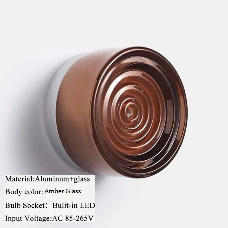 Axyaa Round Glass LED Wall Sconce, 4 Colors, Waterproof, Modern Wandlamp