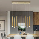 Axyaa Modern Duplex Villa LED Chandelier: Golden Tube Chandelier for Stylish Living Spaces