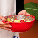 Axyaa Ceramic Soup Bowl with Handle Microwave Safe Embossed Design