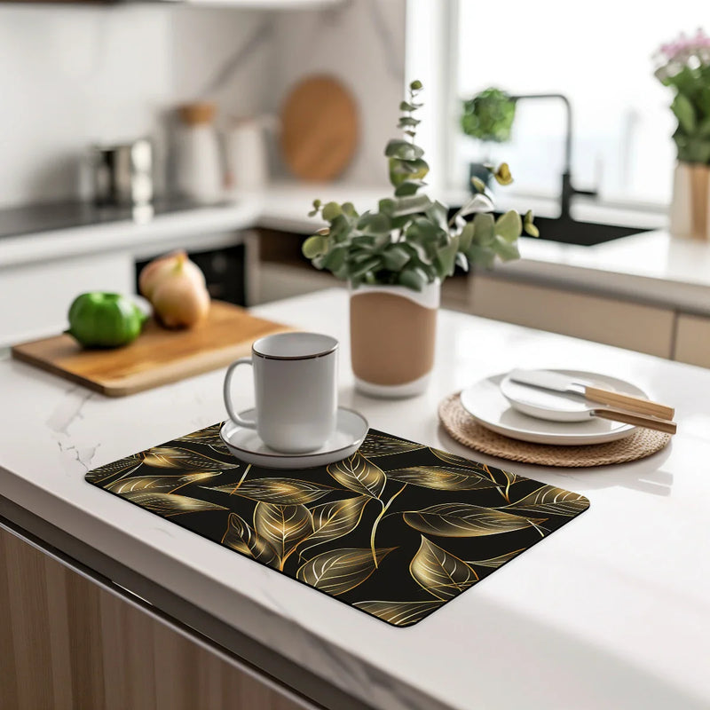 Axyaa Branches Leaves Kitchen Bathroom Drying Mat Branches Leaves Antiskid Drain Pad