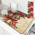 Axyaa Retro Style Christmas Bells & Bows Kitchen Drying Mat