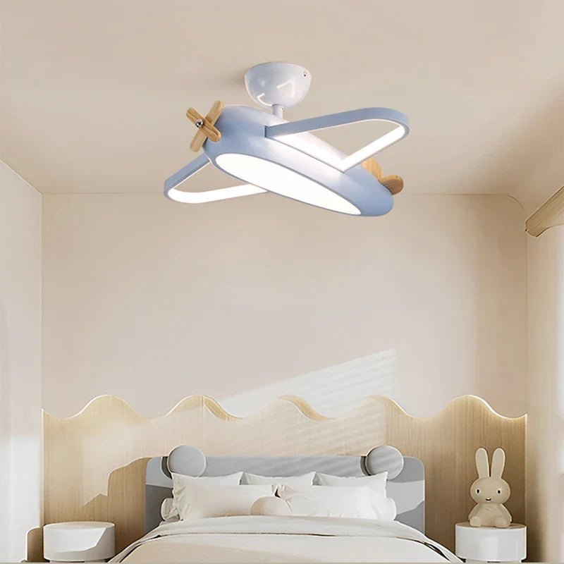 Axyaa Blue Airplane LED Ceiling Light for Kids Room