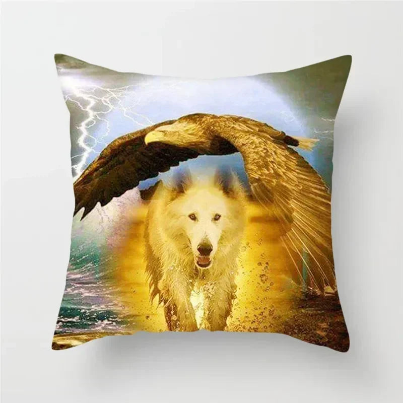 Axyaa Wildlife Wolf Decorative Pillow Sleeve for Home and Office Décor