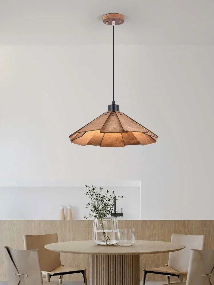 Axyaa Wooden Dining Pendant - Retro Walnut, Home Decor Lamp for Bedroom, Study, Bar, Cafe