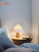 Axyaa Mushroom Table Lamp LED E27 Solid Wood Desk Light for Bedroom Decor