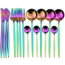 Axyaa Luxury Black Stainless Steel Cutlery Set - 16 Piece Tableware Dinnerware Kitchen Flatware