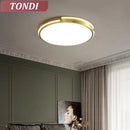 Axyaa Nordic Gold Round LED Ceiling Pendant Lamp for Bedroom Living Room Dining Room