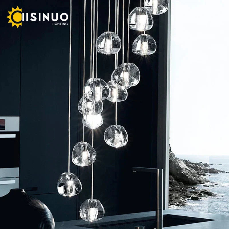 Modern Crystal Ball Chandelier Pendant Light by Axyaa