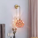 Axyaa Copper Glass LED Wall Lamp Sconce with Pull Chain Switch