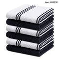 Axyaa Cotton Kitchen Towel Set - Absorbent Waffle Weave Stripe Dishcloths