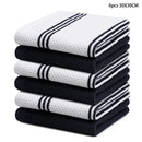 Axyaa Cotton Kitchen Towel Set - Absorbent Waffle Weave Stripe Dishcloths