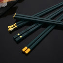 Axyaa Green Alloy Chopsticks Set - Non-Slip Reusable Japanese Chinese Sushi Sticks